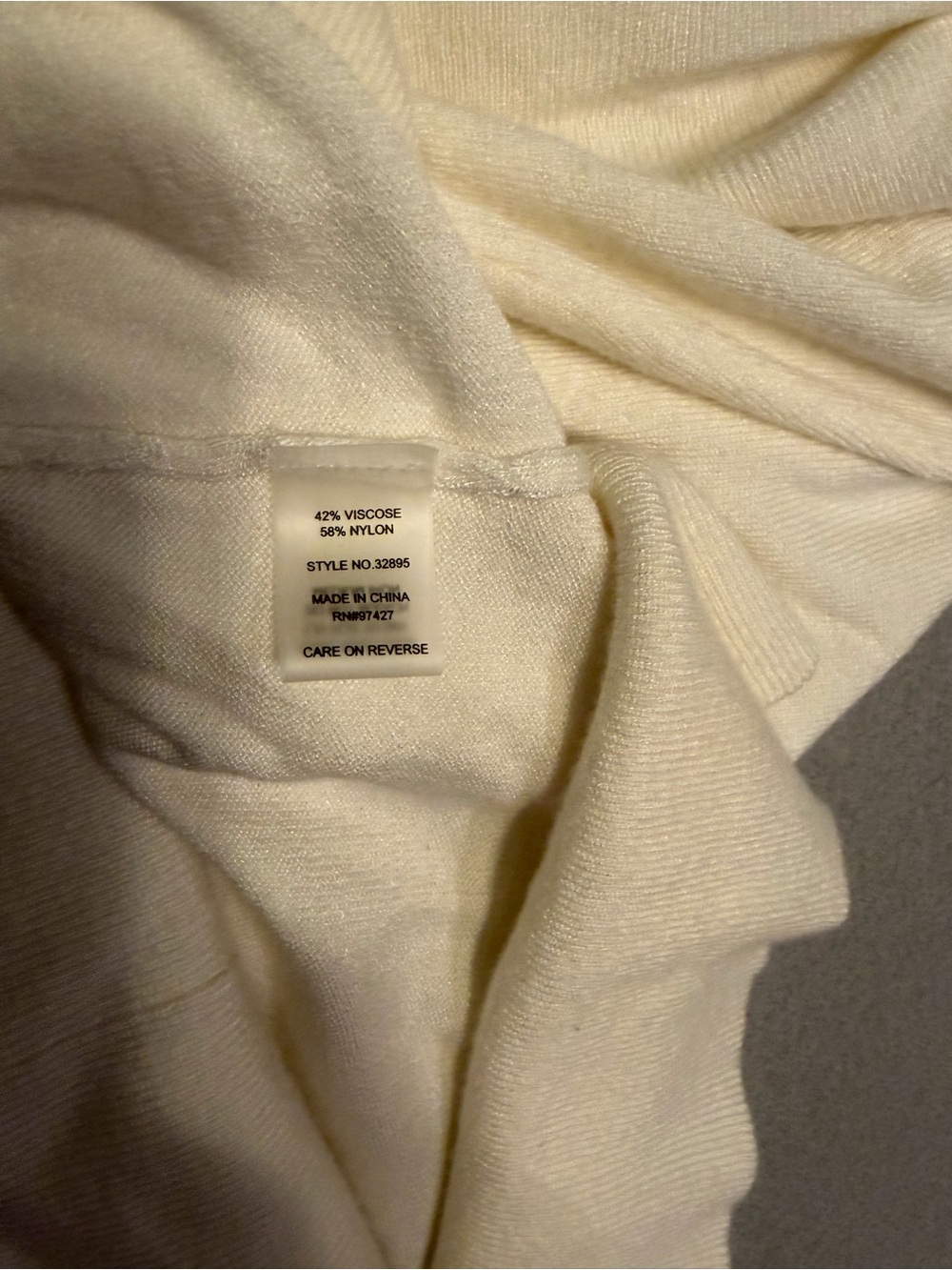 Neiman Marcus Cream Cowl Neck Long-Sleeve Sweater - Picture 3 of 3